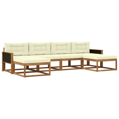 vidaXL Zunanja garnitura za sedenje z blazino 6 pcs Naravna in smetana