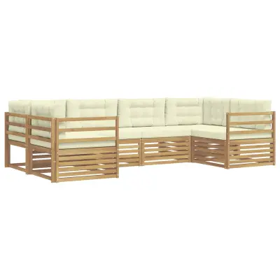 vidaXL Zunanja garnitura za sedenje 6 pcs Bela in krem Poliester