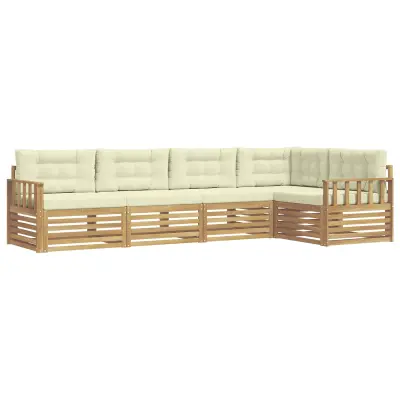vidaXL Zunanja garnitura za sedenje 6 pcs Bela in krem Poliester