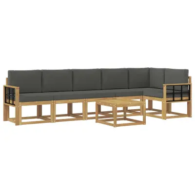 vidaXL Zunanja garnitura za sedenje 7 pcs Bela in antracit Poliester