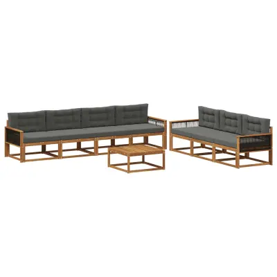 vidaXL Zunanja garnitura za sedenje 8 pcs Naravna in antracitna