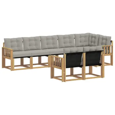 vidaXL Zunanja garnitura za sedenje 8 pcs Bela in svetlo siva