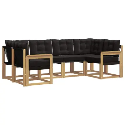 vidaXL Zunanja garnitura za sedenje z blazino 6 pcs Bela in črna