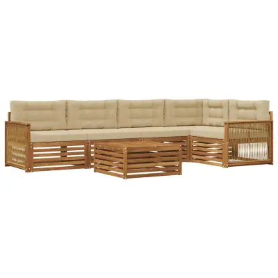 vidaXL Zunanja garnitura za sedenje z blazino 6 pcs Naravna in bež