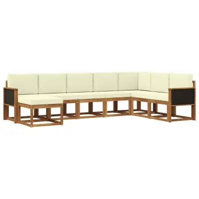 vidaXL Zunanja garnitura za sedenje z blazino 8 pcs Naravna in smetana
