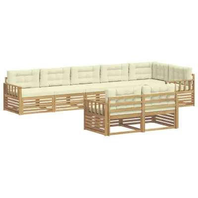 vidaXL Zunanja garnitura za sedenje 8 pcs Bela in krem Poliester