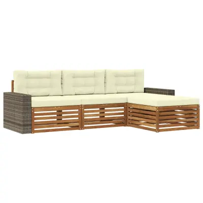 vidaXL Zunanja garnitura za sedenje 4 pcs Naravna in smetana Poliester