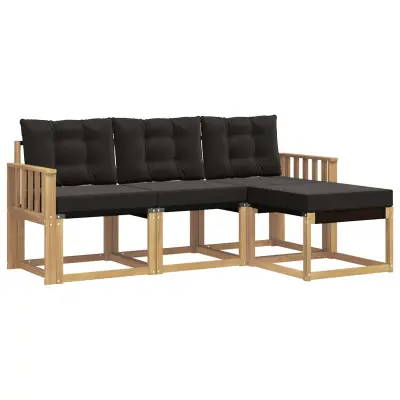 vidaXL Zunanja garnitura za sedenje z blazino 4 pcs Bela in črna