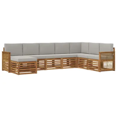 vidaXL Zunanja garnitura za sedenje 6 pcs Naravna in svetlo siva