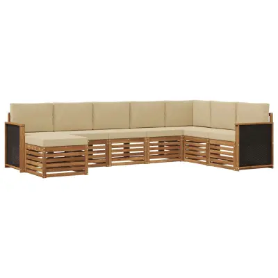 vidaXL Zunanja garnitura za sedenje z blazino 6 pcs Naravna