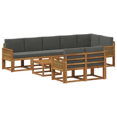 vidaXL Zunanja garnitura za sedenje 9 pcs Naravna in antracitna