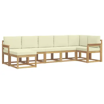 vidaXL Zunanja garnitura za sedenje 7 pcs Bela in krem Poliester