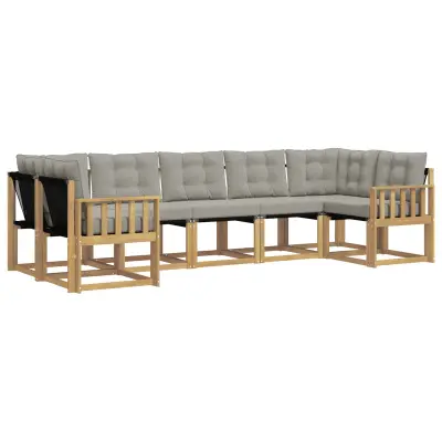 vidaXL Zunanja garnitura za sedenje 7 pcs Bela in svetlo siva