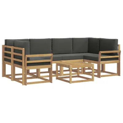 vidaXL Zunanja garnitura za sedenje z blazino 7 pcs Bela in antracit