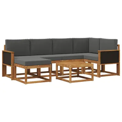 vidaXL Zunanja garnitura za sedenje 7 pcs Naravna in antracitna