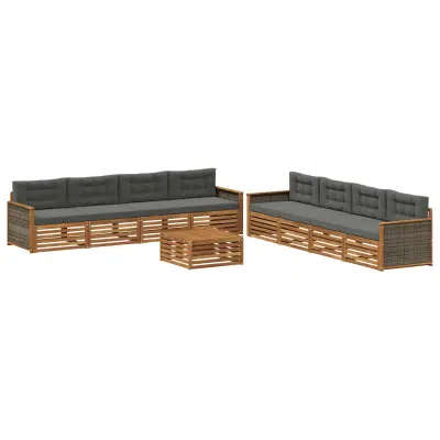 vidaXL Zunanja garnitura za sedenje 9 pcs Naravna in antracitna