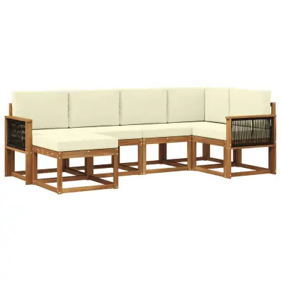 vidaXL Zunanja garnitura za sedenje 6 pcs Naravna in smetana