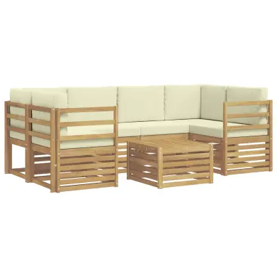 vidaXL Zunanja garnitura za sedenje 7 pcs Bela in krem Poliester