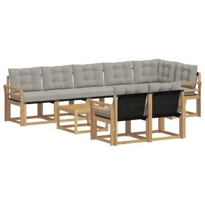 vidaXL Zunanja garnitura za sedenje 9 pcs Bela in svetlo siva