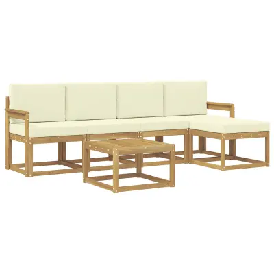 vidaXL Zunanja garnitura za sedenje z blazino 6 pcs Bela in krem