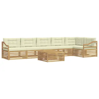vidaXL Zunanja garnitura za sedenje 7 pcs Bela in krem Poliester