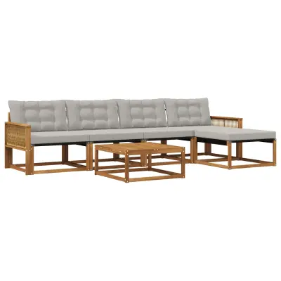 vidaXL Zunanja garnitura za sedenje 6 pcs Naravna in svetlo siva