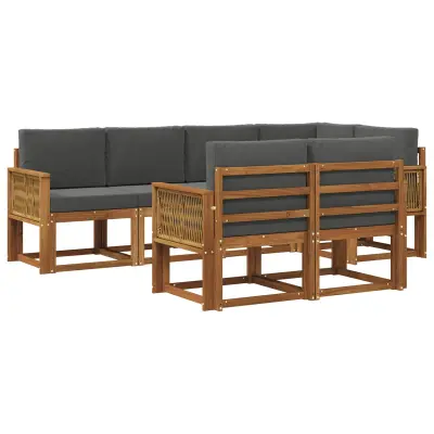 vidaXL Zunanja garnitura za sedenje 7 pcs Naravna in antracitna