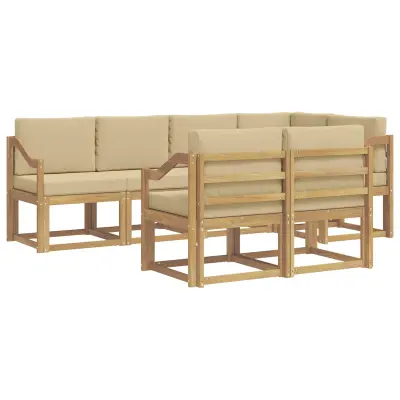 vidaXL Zunanja garnitura za sedenje 7 pcs Bela in bež Poliester