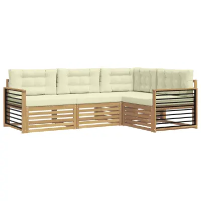 vidaXL Zunanja garnitura za sedenje 5 pcs Bela in krem Poliester