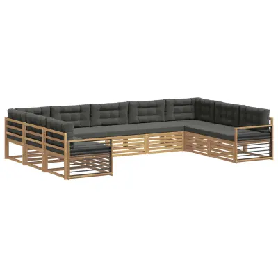 vidaXL Zunanja garnitura za sedenje z blazino 9 pcs Bela in antracit