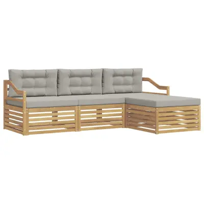 vidaXL Zunanja garnitura za sedenje 4 pcs Bela in svetlo siva