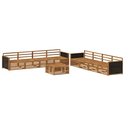 vidaXL Zunanja garnitura za sedenje 9 pcs Naravna Trden akacijev les
