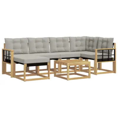 vidaXL Zunanja garnitura za sedenje 7 pcs Bela in svetlo siva