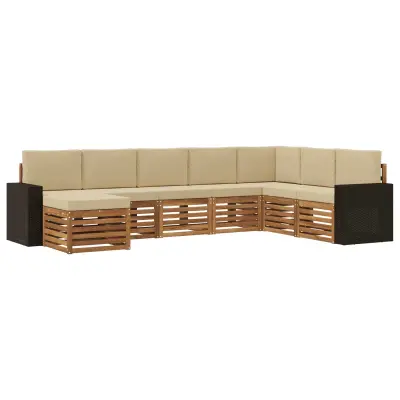 vidaXL Zunanja garnitura za sedenje z blazino 8 pcs Naravna in bež