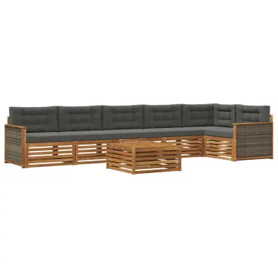 vidaXL Zunanja garnitura za sedenje 7 pcs Naravna in antracitna