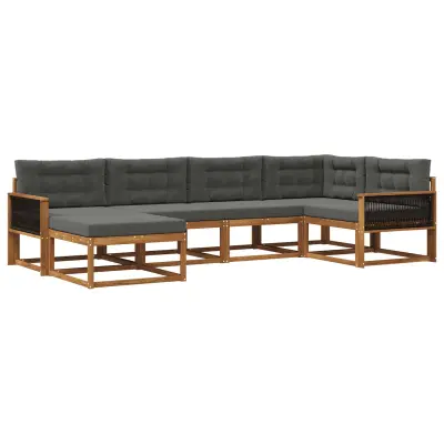 vidaXL Zunanja garnitura za sedenje 6 pcs Naravna in antracitna