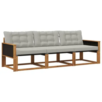 vidaXL Zunanja garnitura za sedenje 3 pcs Naravna in svetlo siva