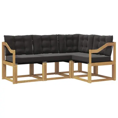 vidaXL Zunanja garnitura za sedenje z blazino 4 pcs Bela in črna