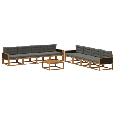 vidaXL Zunanja garnitura za sedenje 9 pcs Naravna in antracitna
