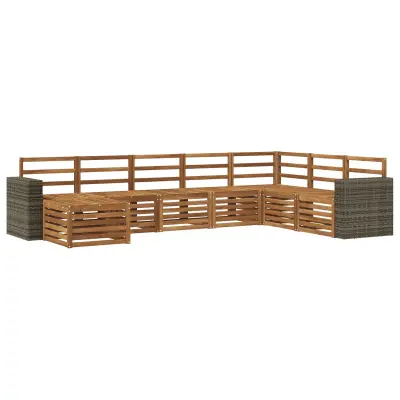 vidaXL Zunanja garnitura za sedenje 8 pcs Naravna Masiven les akacije