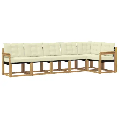 vidaXL Zunanja garnitura za sedenje z blazino 6 pcs Bela in krem