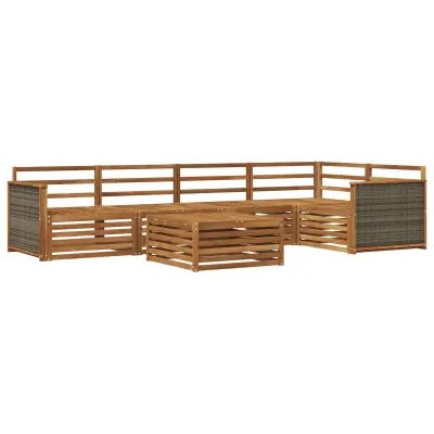 vidaXL Zunanja garnitura za sedenje 6 pcs Naravna Masiven les akacije