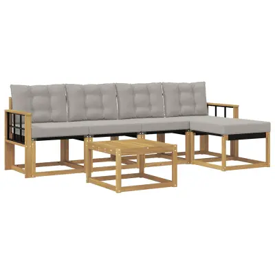 vidaXL Zunanja garnitura za sedenje 6 pcs Bela in svetlo siva