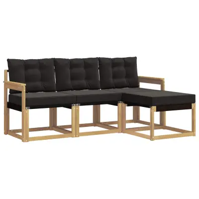 vidaXL Zunanja garnitura za sedenje z blazino 4 pcs Bela in črna