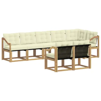 vidaXL Zunanja garnitura za sedenje z blazino 8 pcs Bela in krem