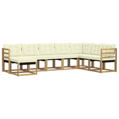 vidaXL Zunanja garnitura za sedenje z blazino 8 pcs Bela in krem