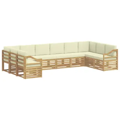 vidaXL Zunanja garnitura za sedenje 10 pcs Bela in krem Poliester