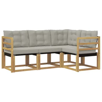 vidaXL Zunanja garnitura za sedenje 4 pcs Bela in svetlo siva