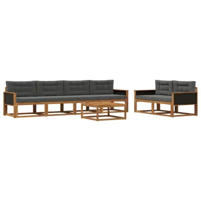 vidaXL Zunanja garnitura za sedenje 7 pcs Naravna in antracitna