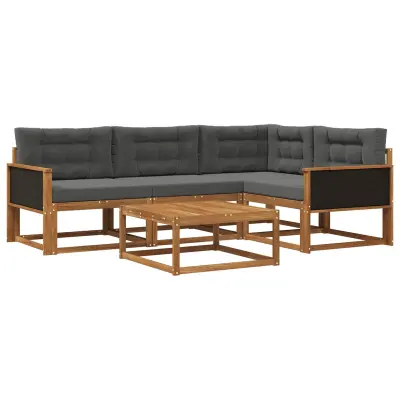 vidaXL Zunanja garnitura za sedenje 5 pcs Naravna in antracitna